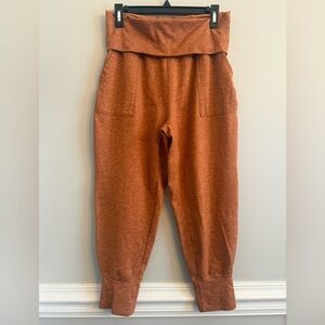 OFFLINE by Aerie leggings, fold over, burnt orange color, med short